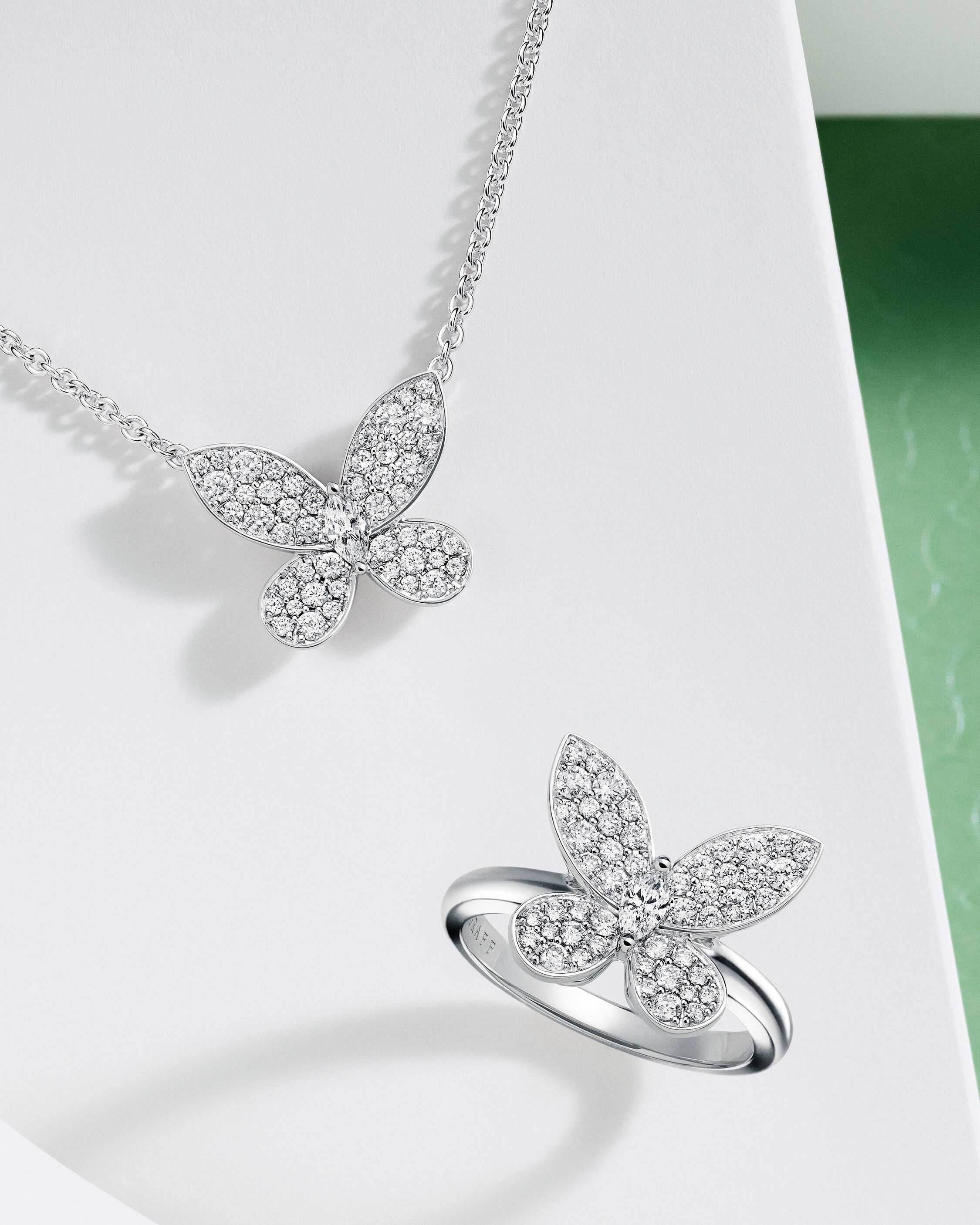 Image shows Graff Butterfly Necklace and Ring