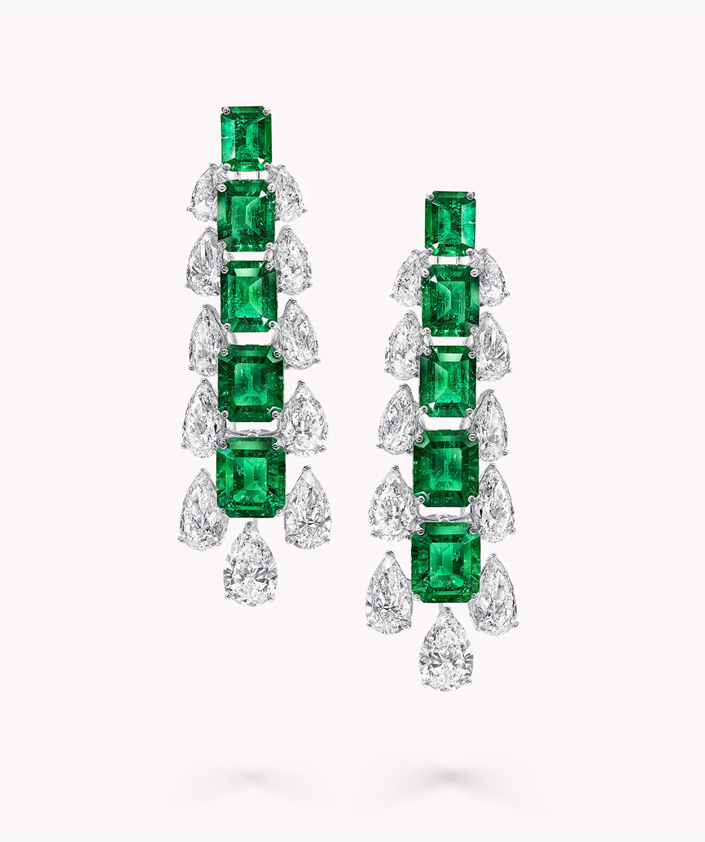 emerald and diamond high jewellery earrings