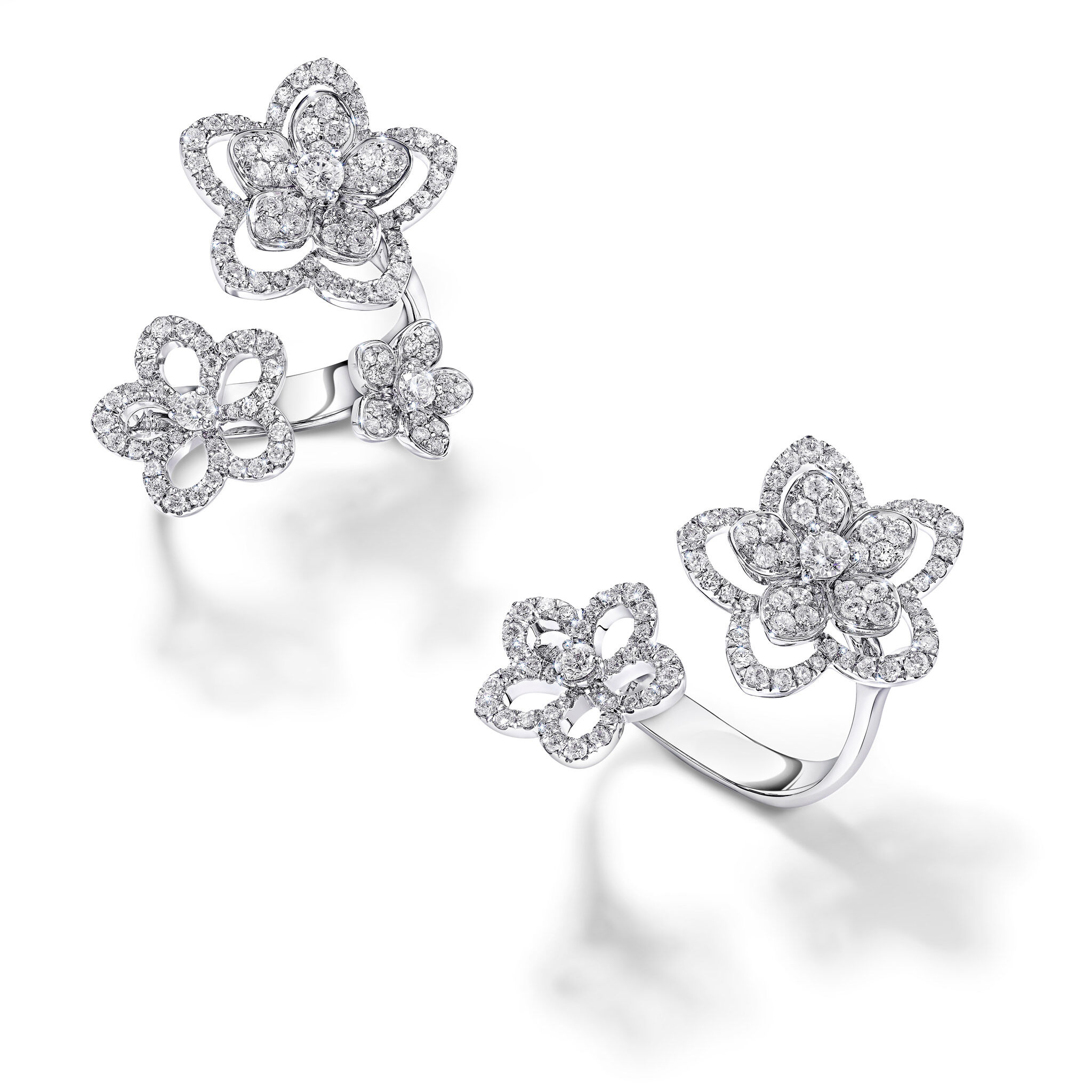 Two Graff Wild Flower collection diamond rings