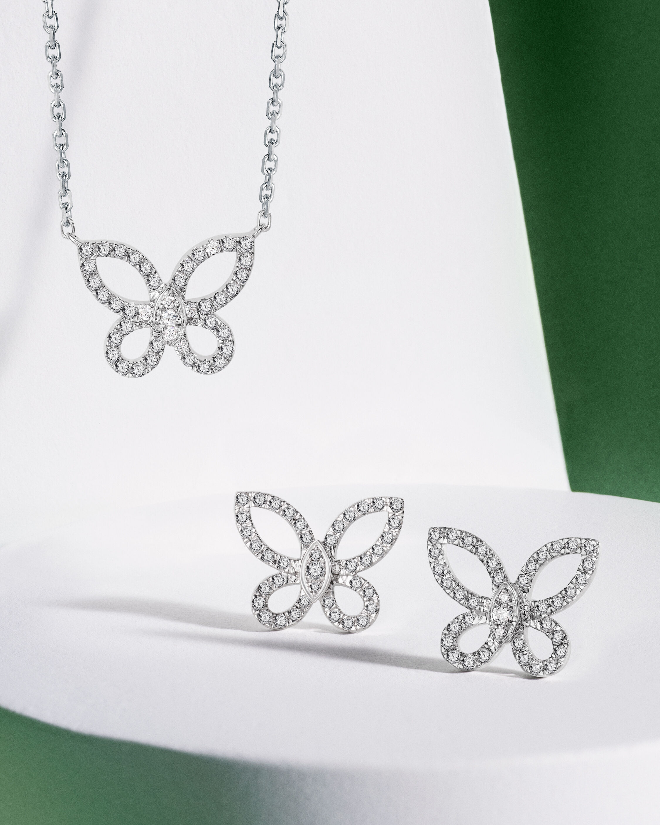 Image shows Graff Butterfly Ear Climber Diamond Earrings