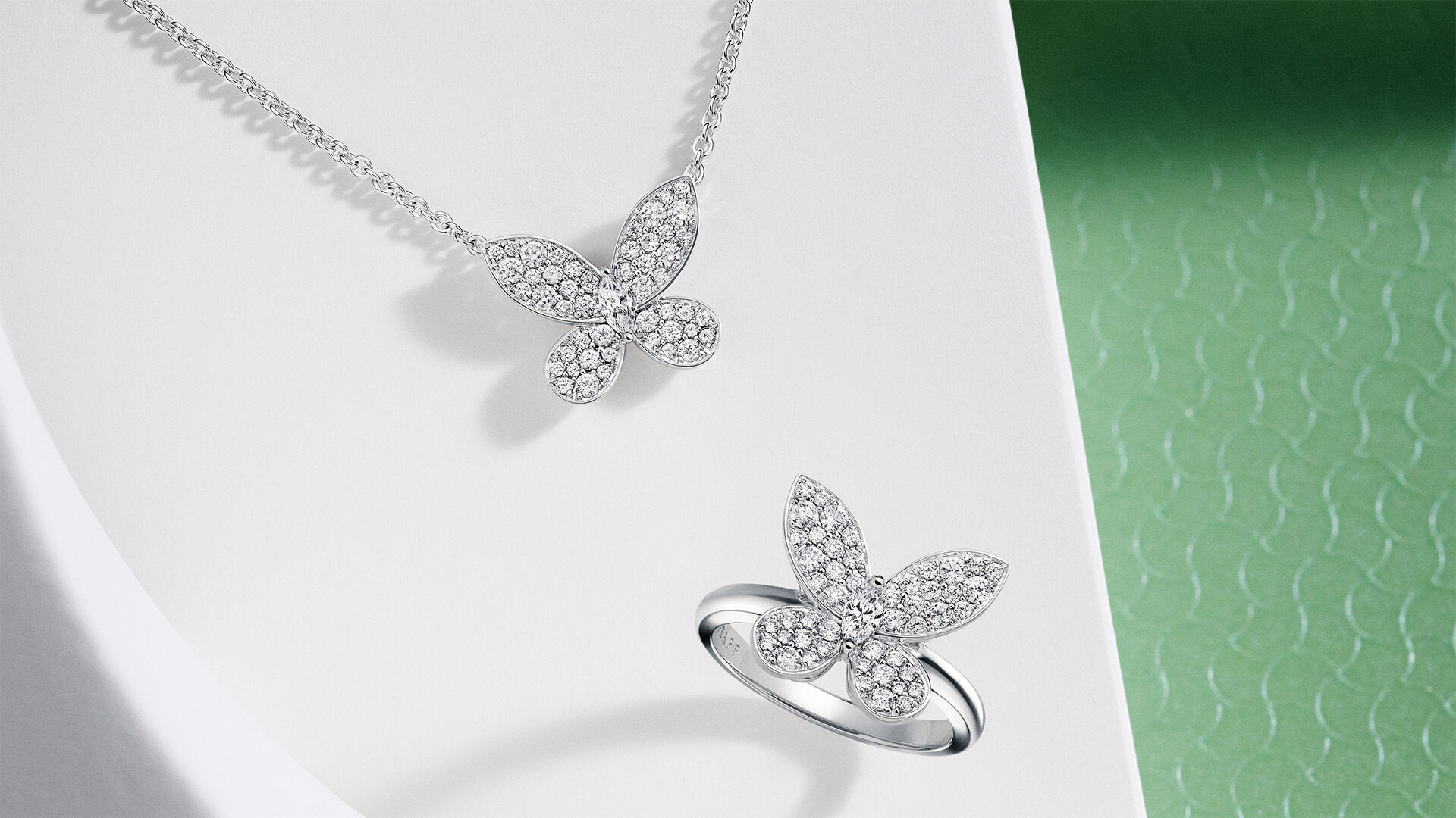 Image shows Graff Butterfly Necklace and Ring