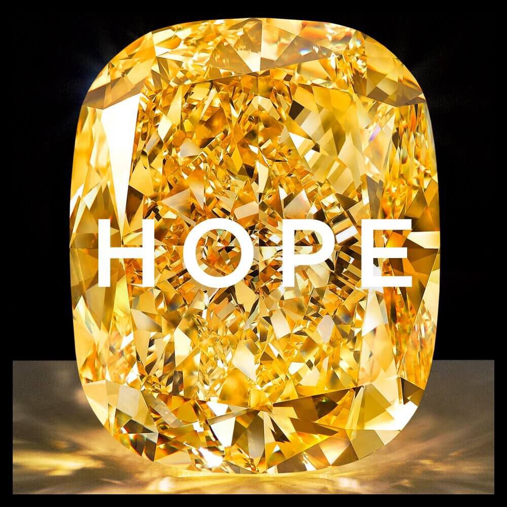 A yellow diamond with HOPE writing