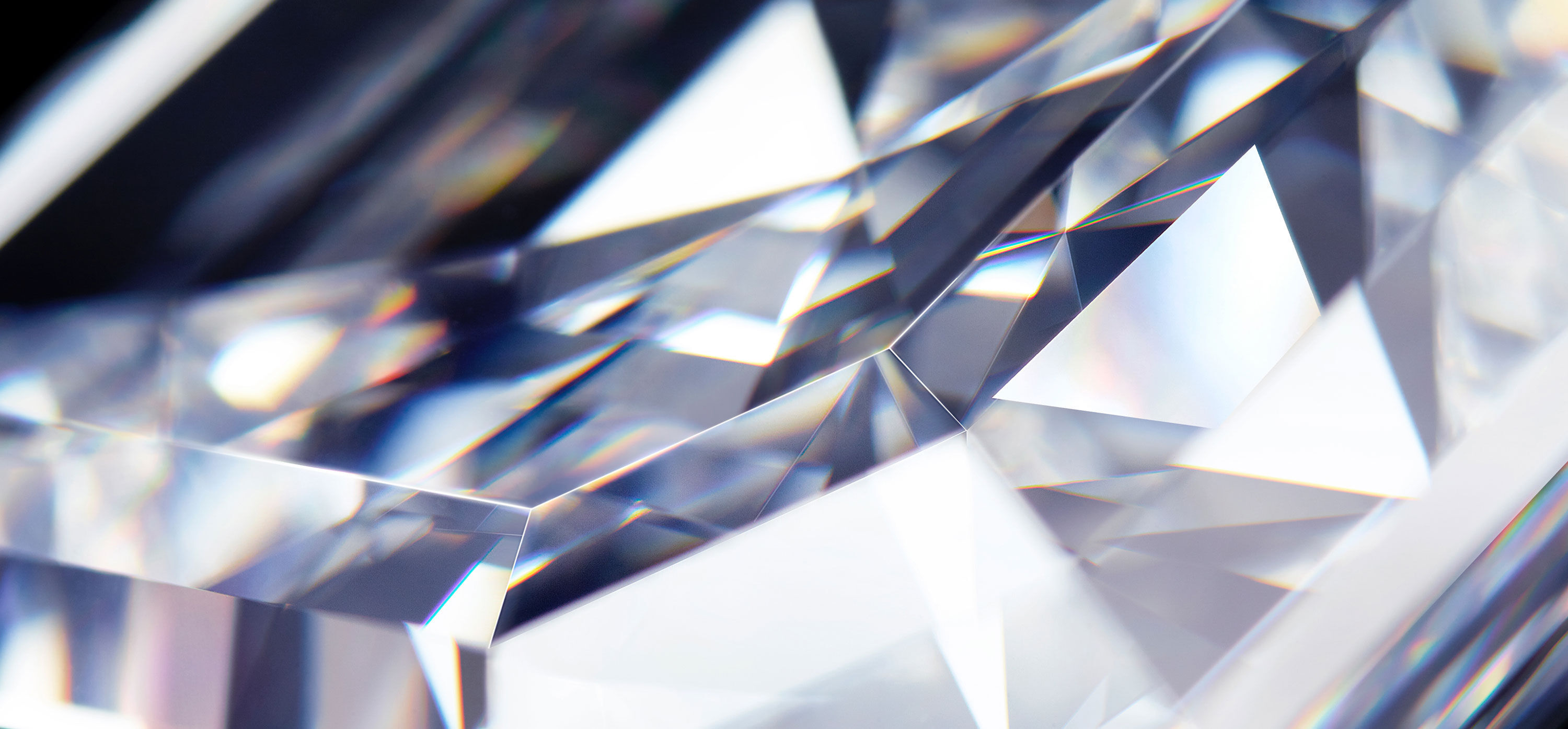 Close up image of facets of a Graff white diamond
