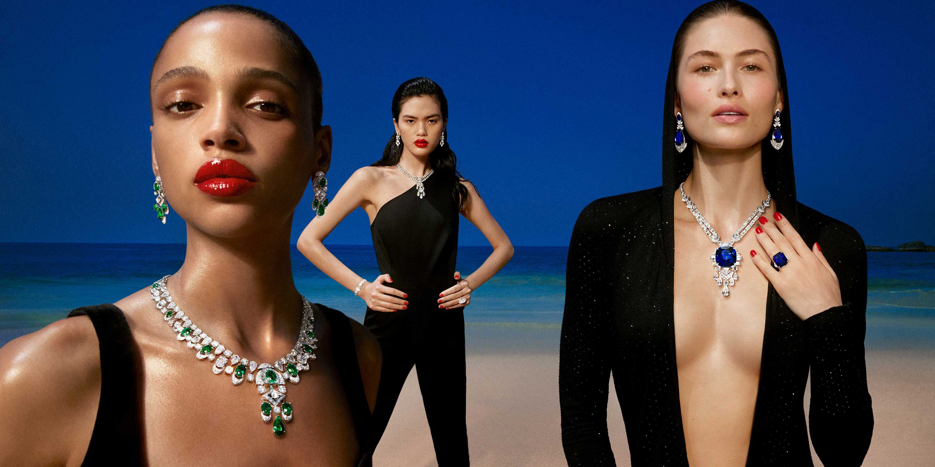 Models wearing Graff diamond high jewellery