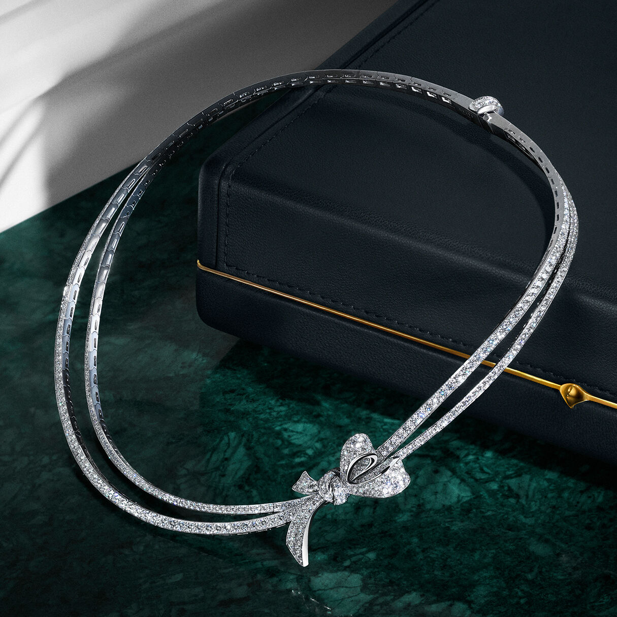Still life image of Graff Tilda's Bow Necklace on Graff Gift Box