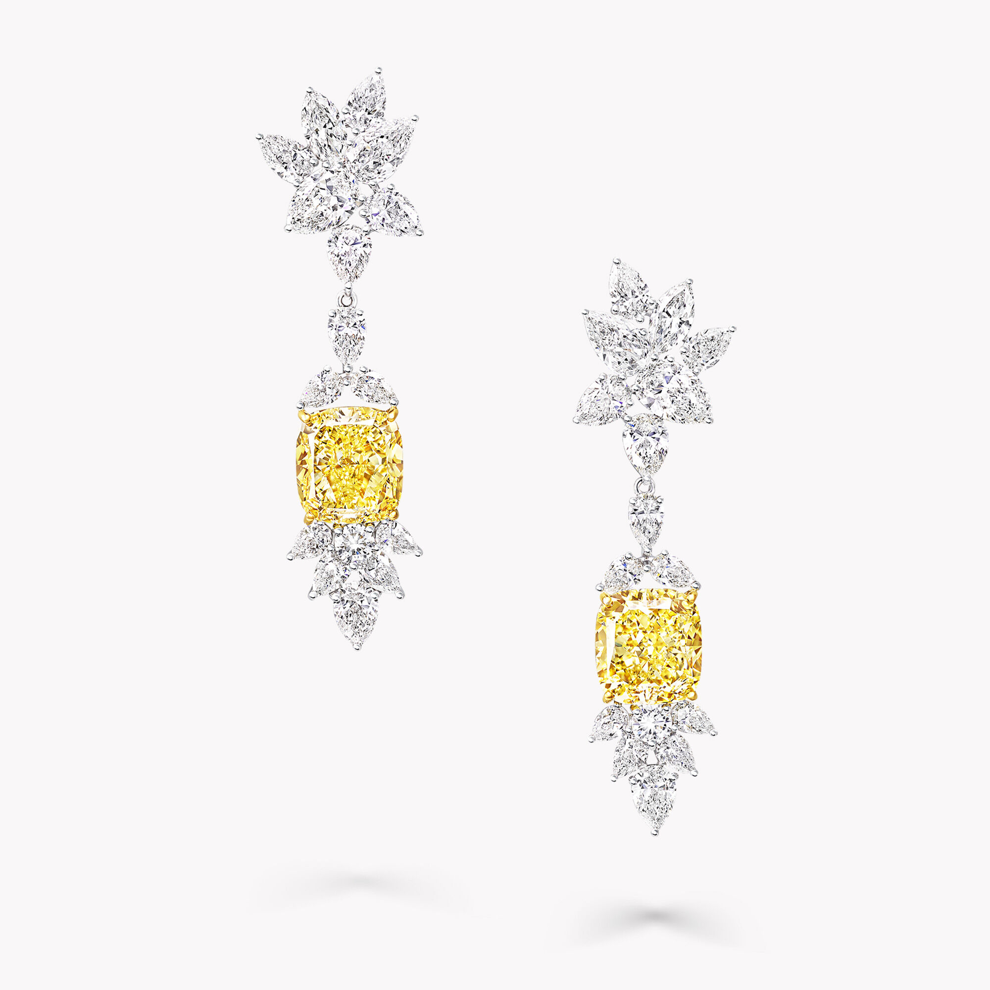 A pair of Graff yellow and white diamond high jewellery earrings