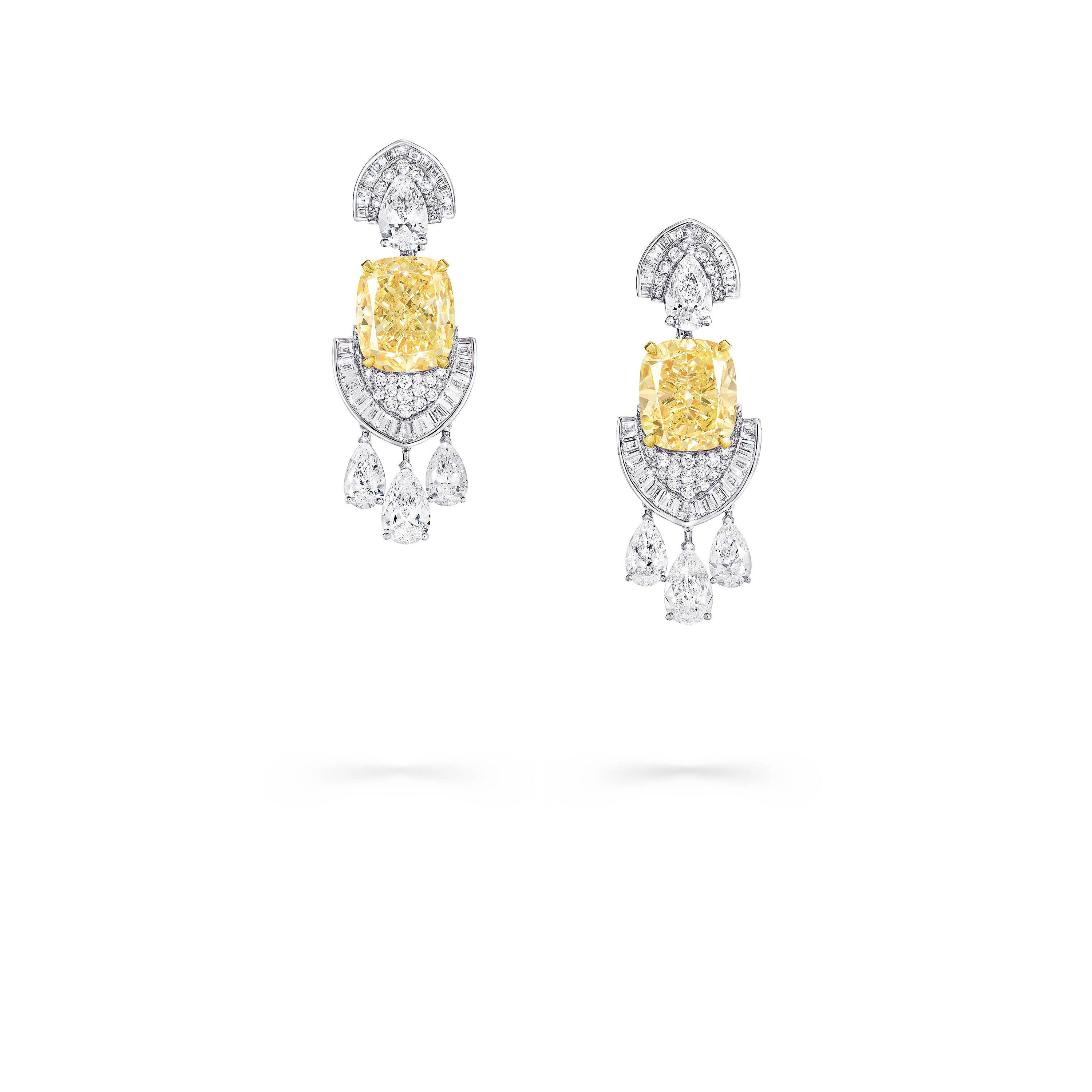 Graff yellow and white diamond high jewellery earrings