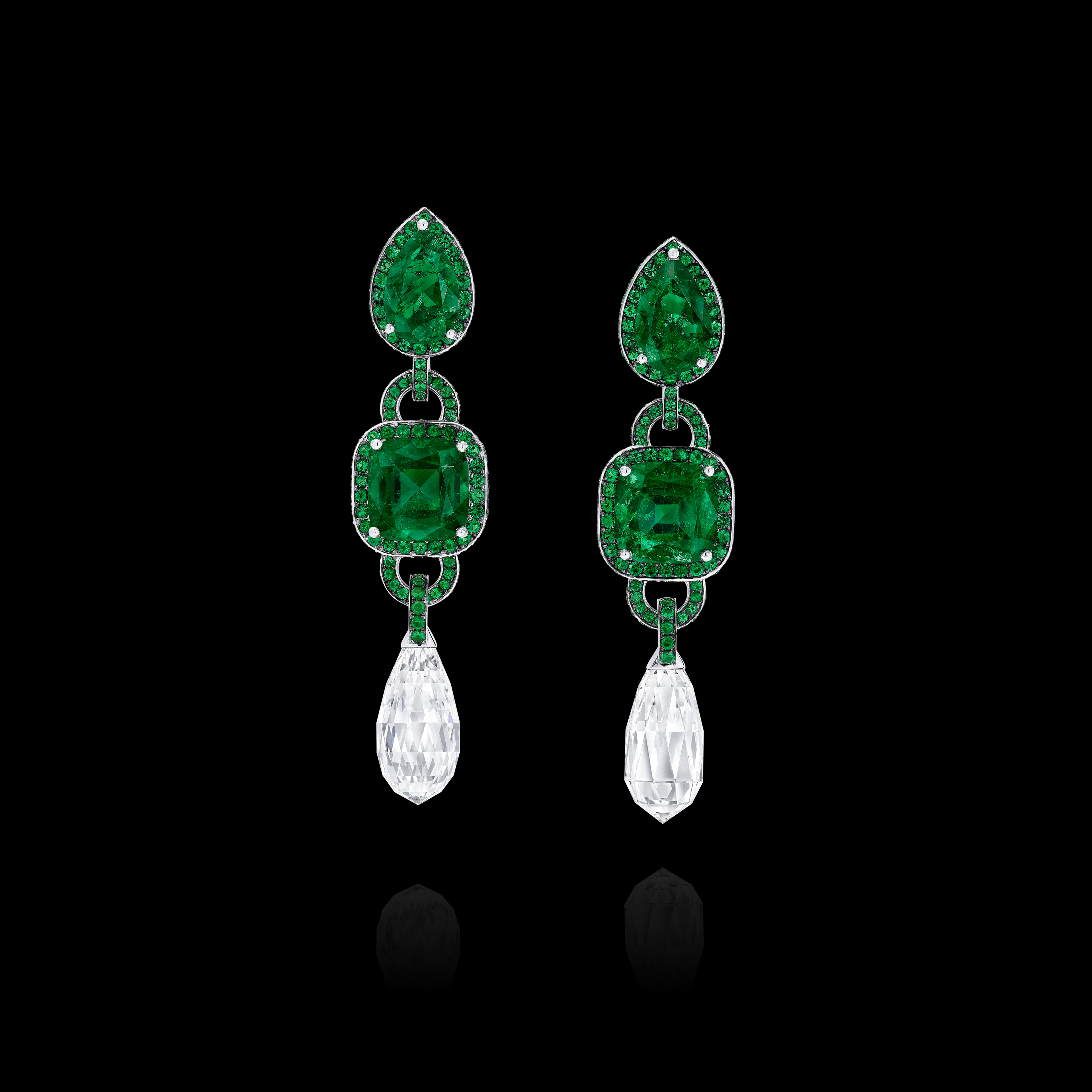 Image shows Graff Emerald and White Diamond High Jewellery ring being created in Graff workshop