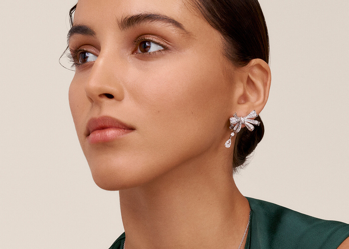 Model wears earrings from the Tilda's Bow collection