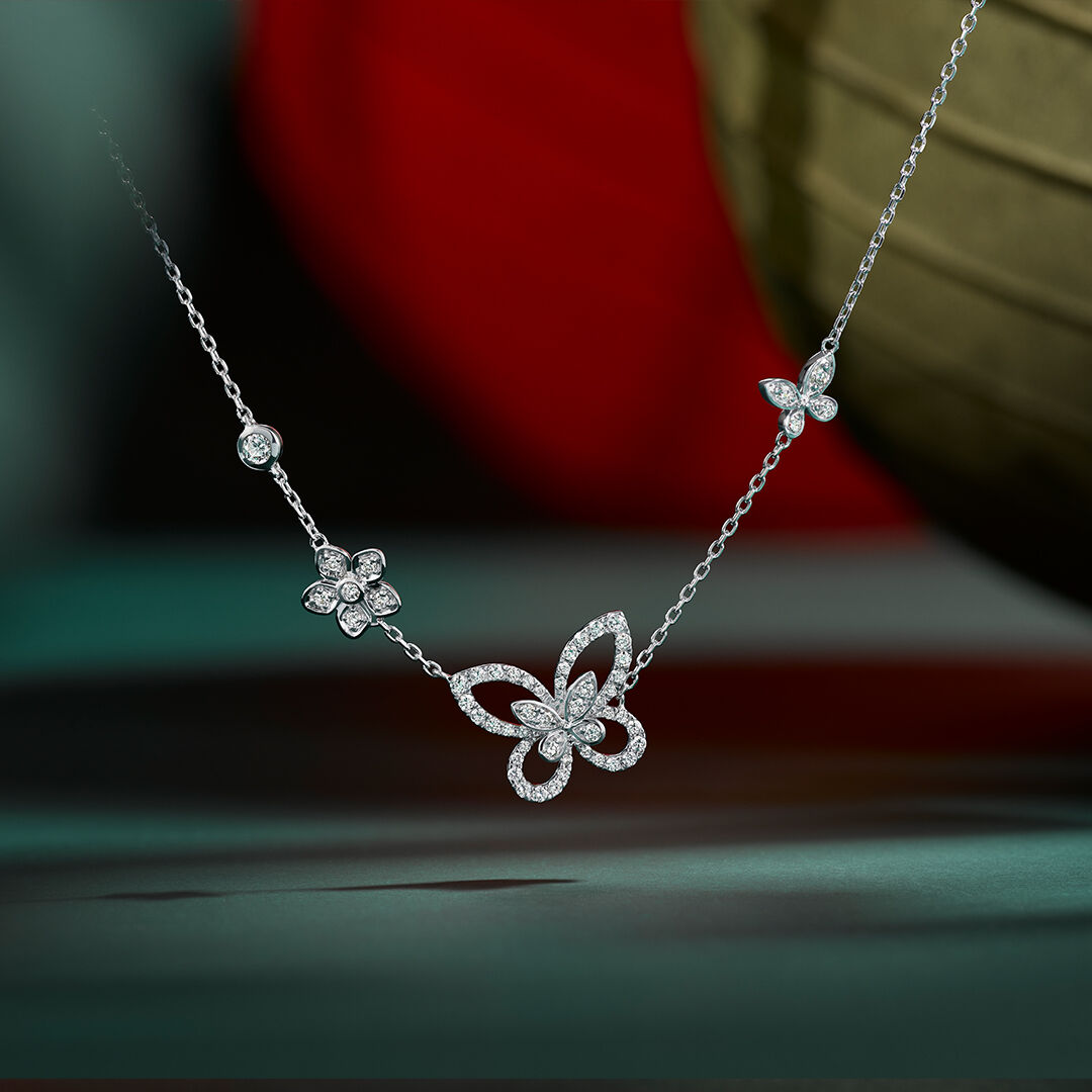 Image shows Graff Butterfly Double Butterfly Silhouette Diamond Pendant