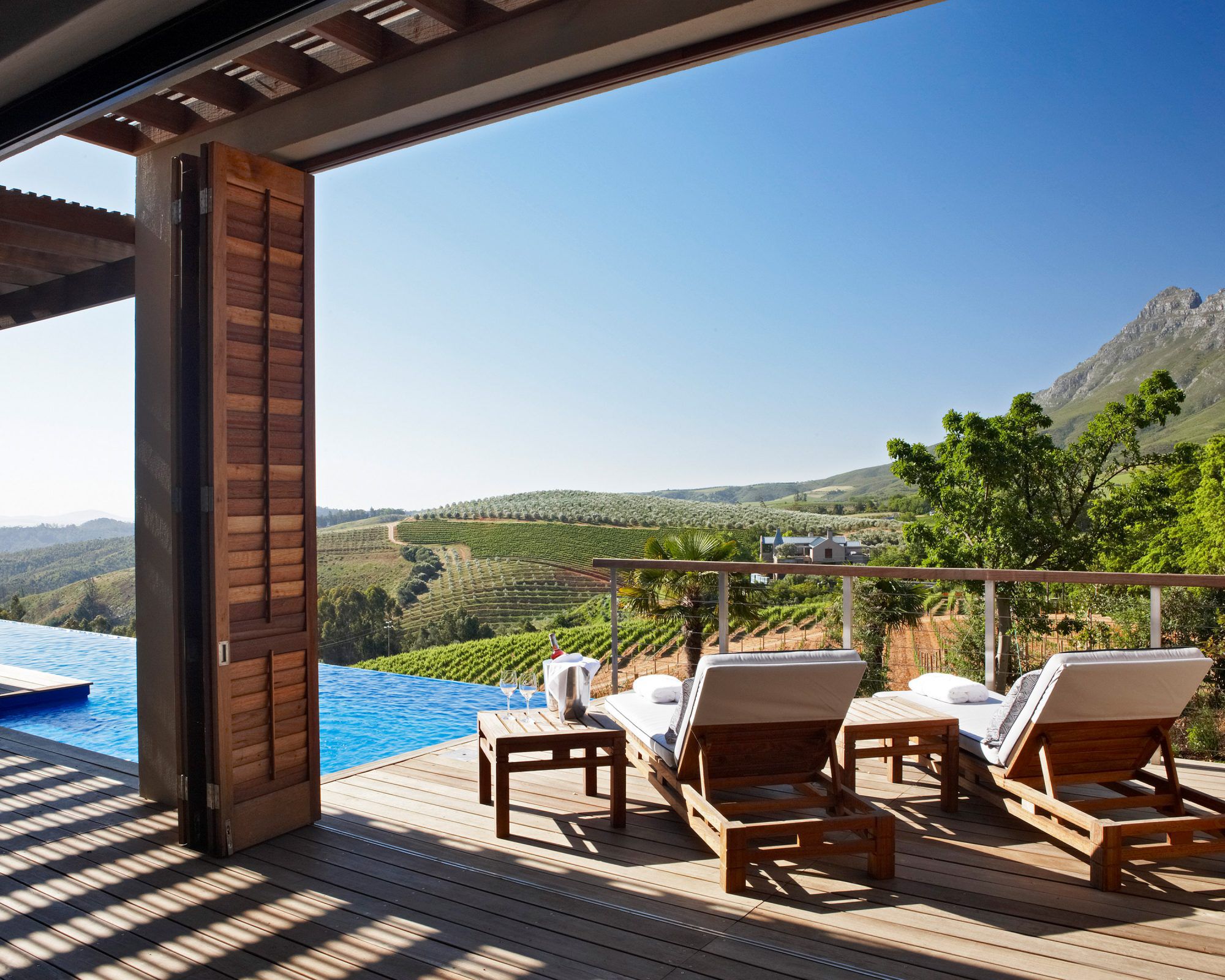 view from one of the lodges in the Delaire Graff Estate in South Africa 