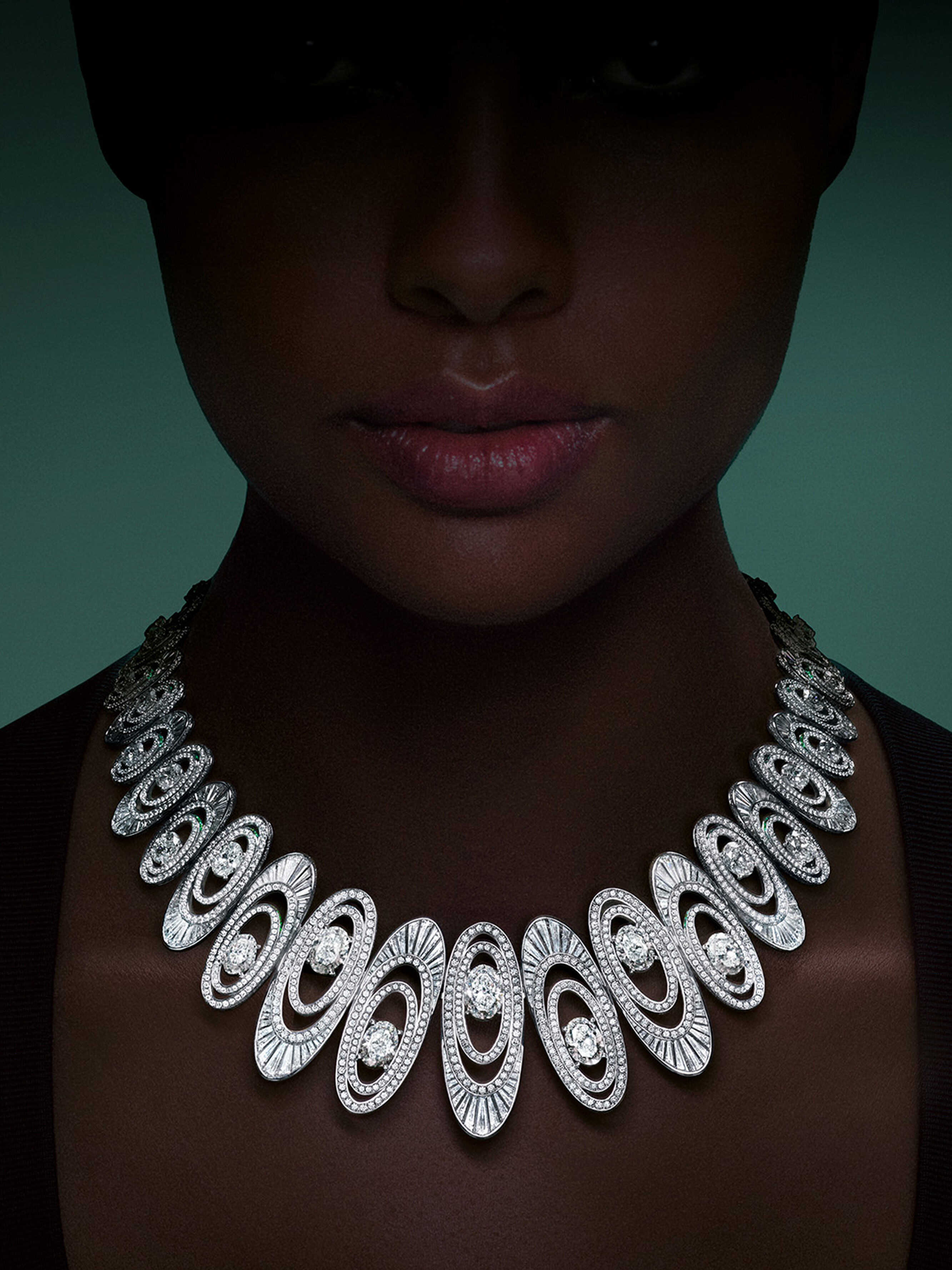 Image shows model wearing Graff 1963 High Jewellery necklace