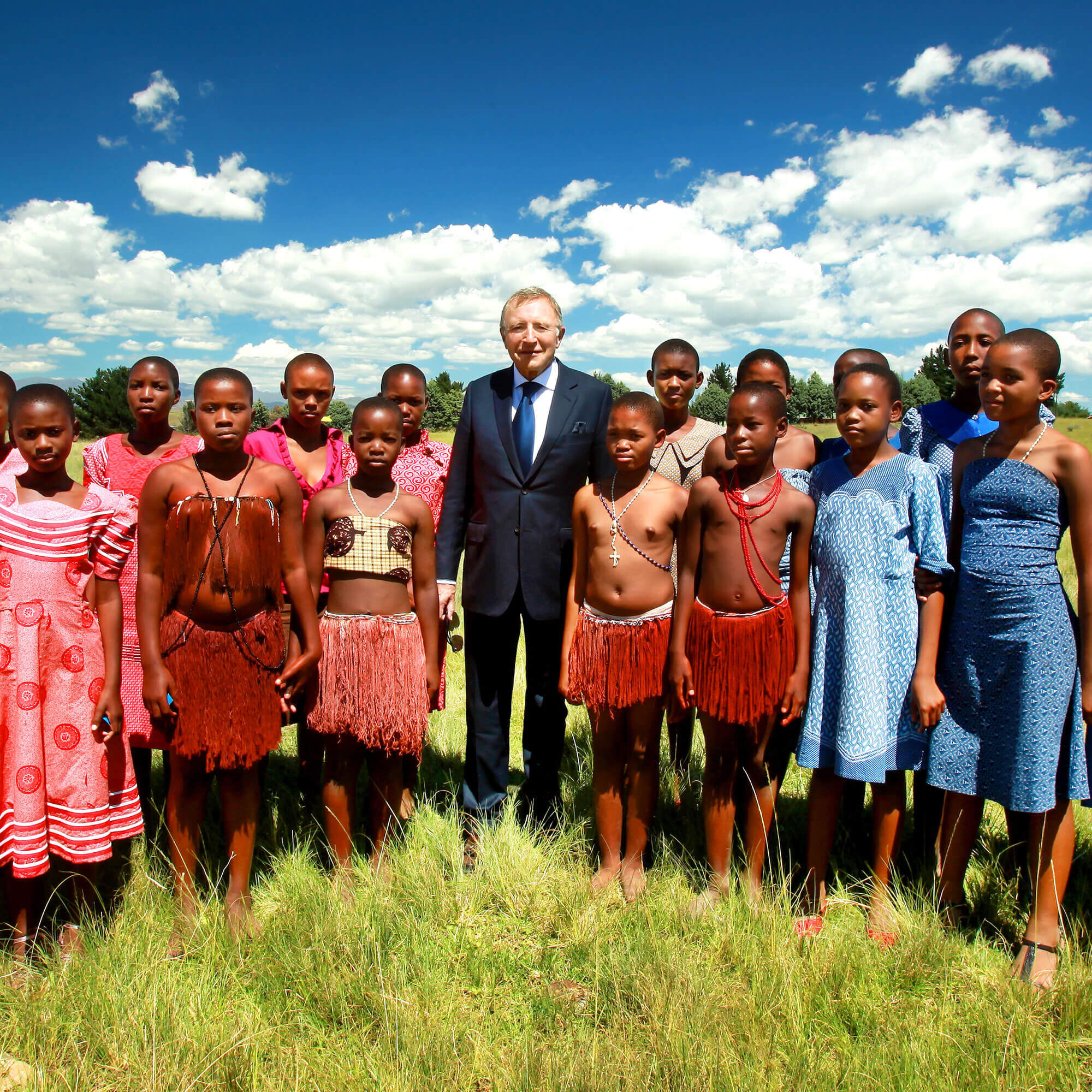 Mr Laurence Graff and children in South Africa