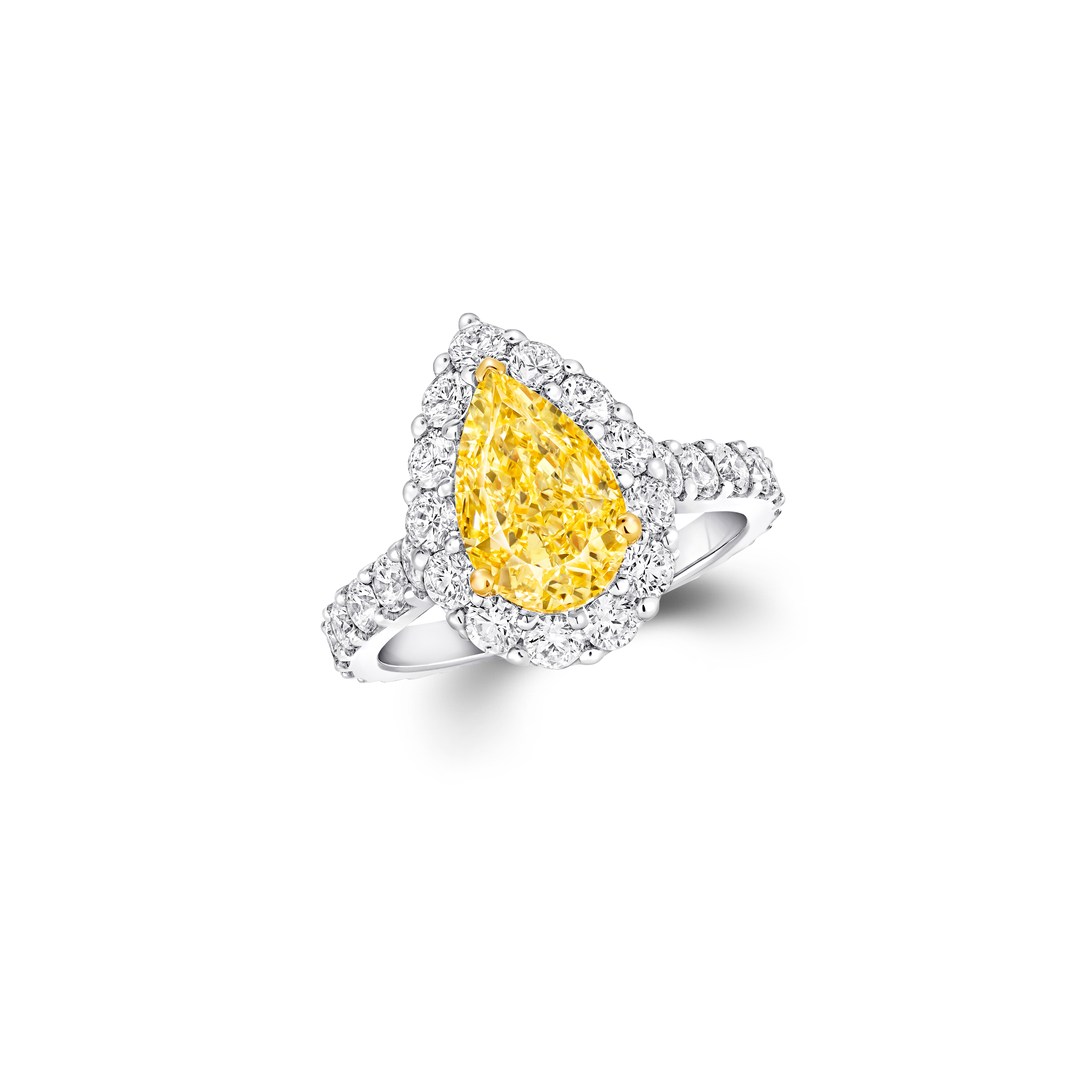 Fancy Intense Yellow Oval and White Oval and Round Diamond Earrings