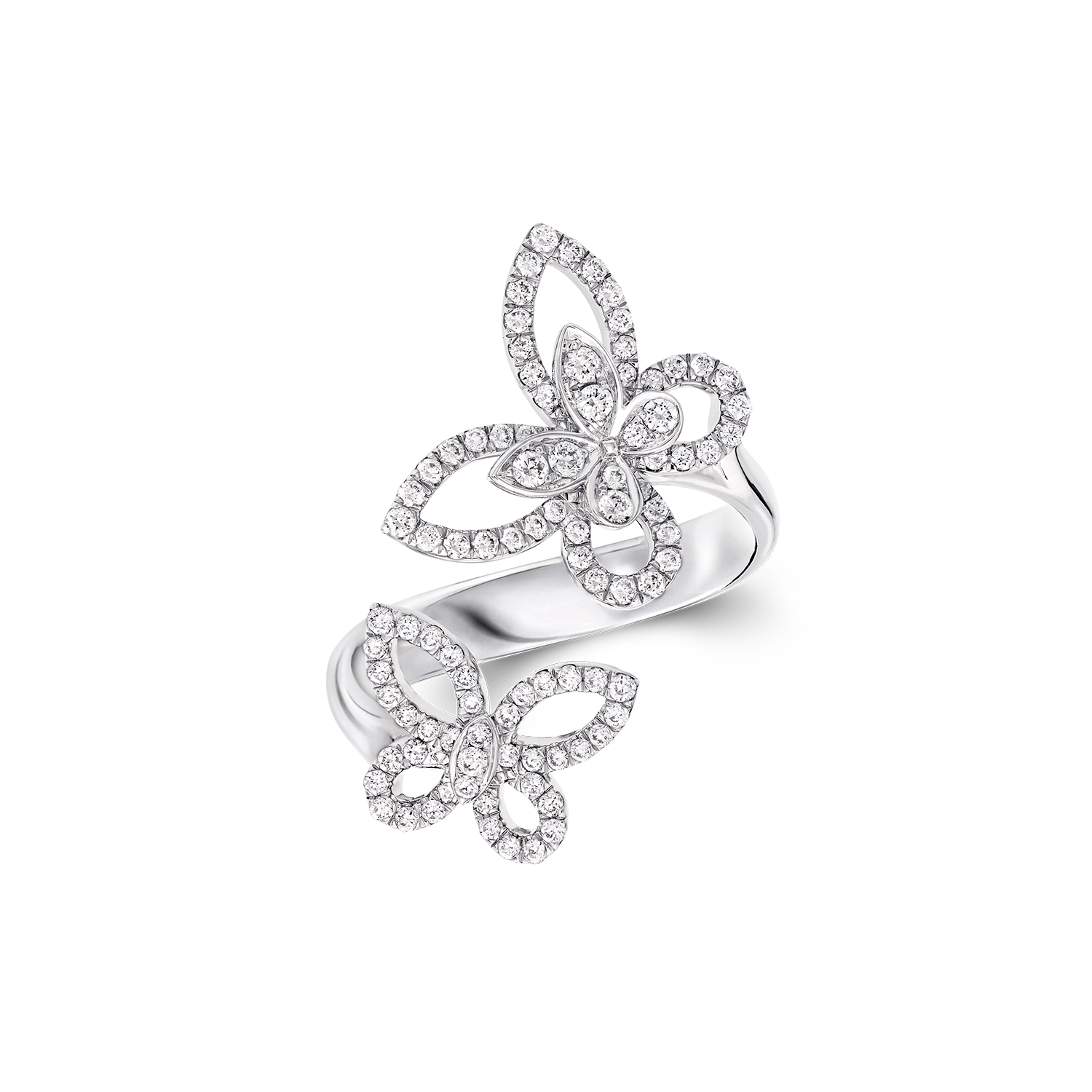 Double Butterfly Silhouette Diamond Ring