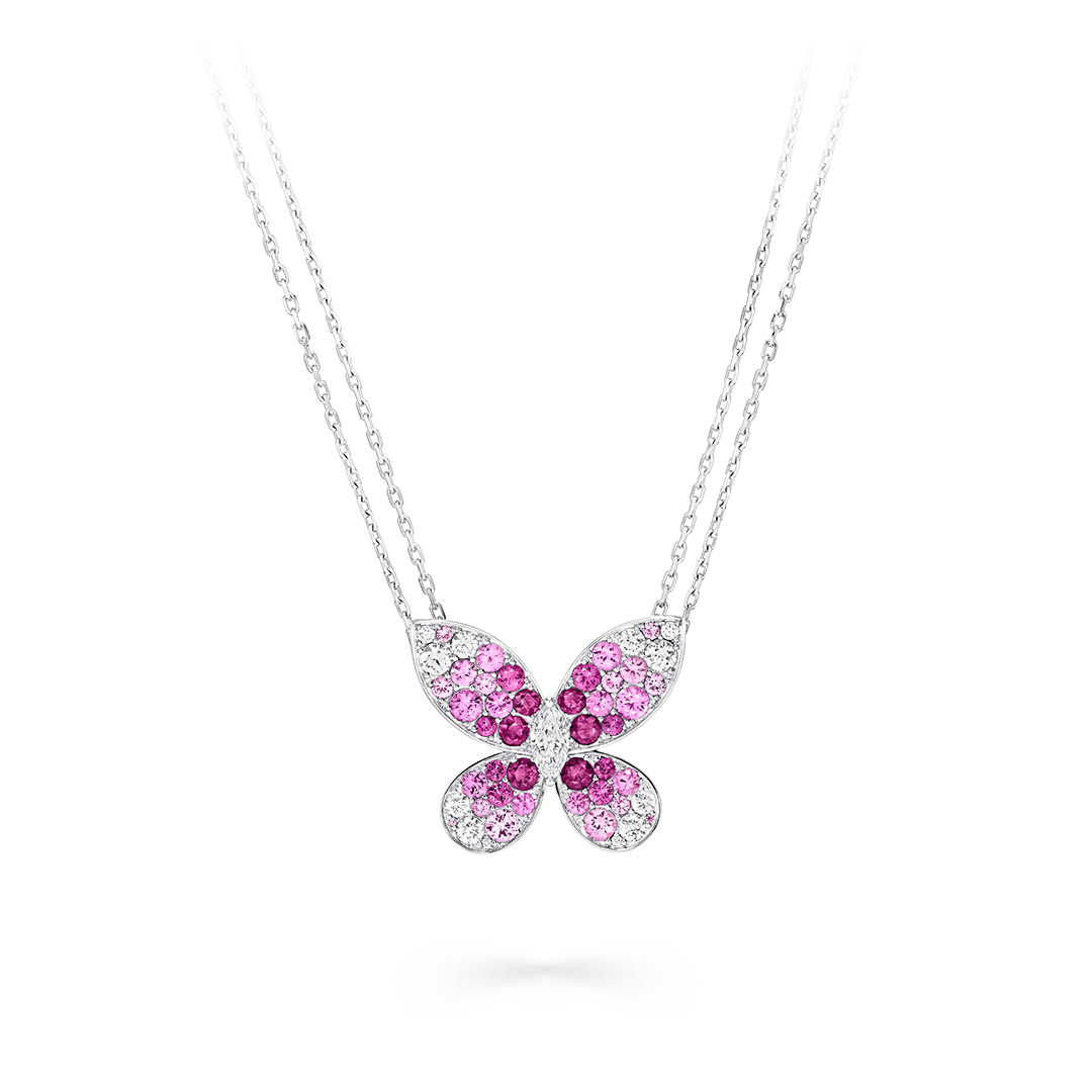 Butterfly Pink Sapphire and Diamond Pendant