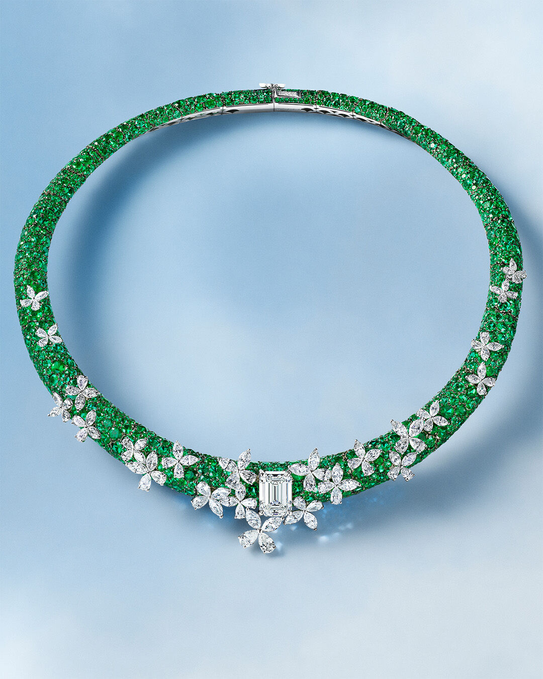 Image shows Graff Butterfly High Jewellery Emerald and Diamond necklace