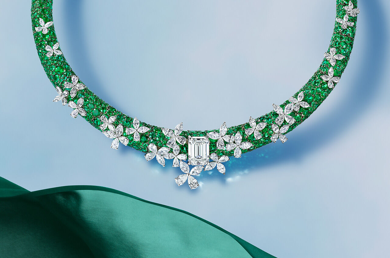 Image shows Graff Butterfly Emerald and Diamond High Jewellery necklace