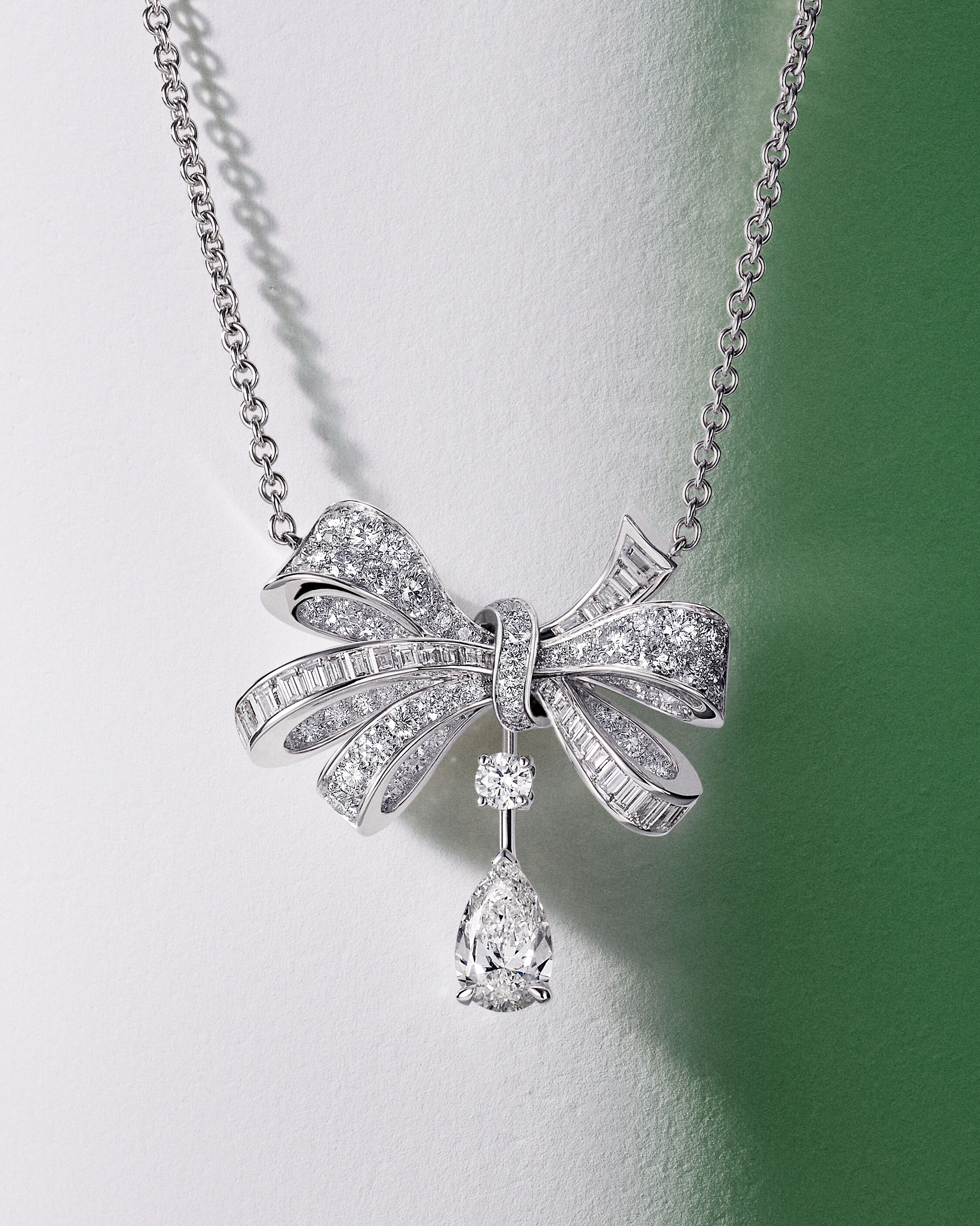 Image of Graff Tilda's Bow Pear Shape Drop White Diamond Earrings