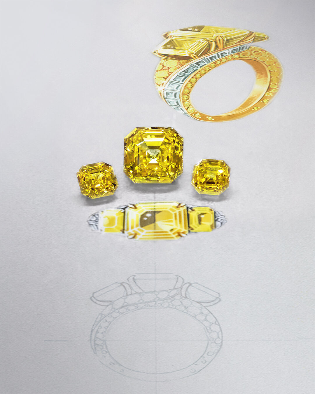 Image shows loose oval cut white diamond before being set into Graff High Jewellery bangle