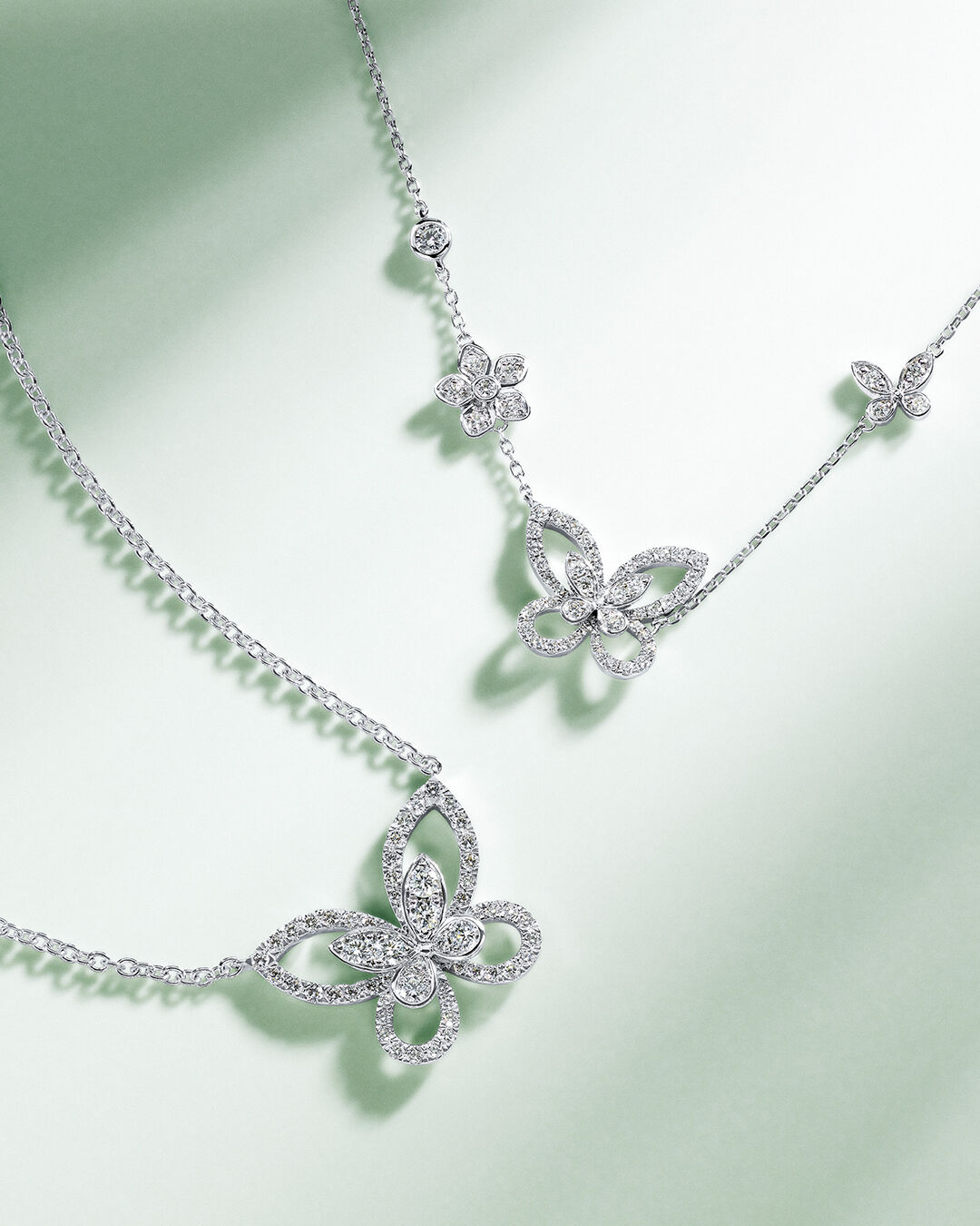 Gifts for Her - image shows Graff butterfly diamond pendants