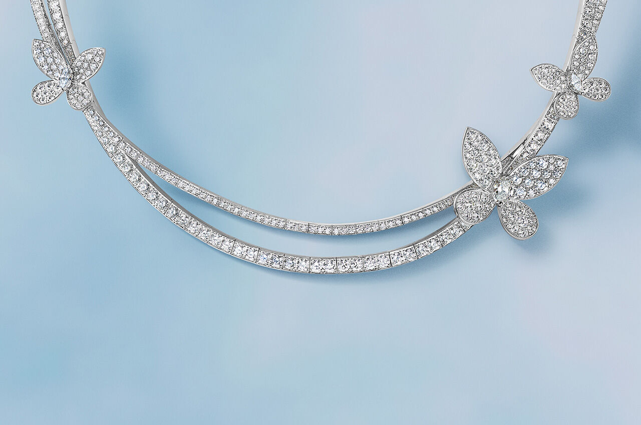 Image shows Graff Pavé Butterfly Diamond Necklace