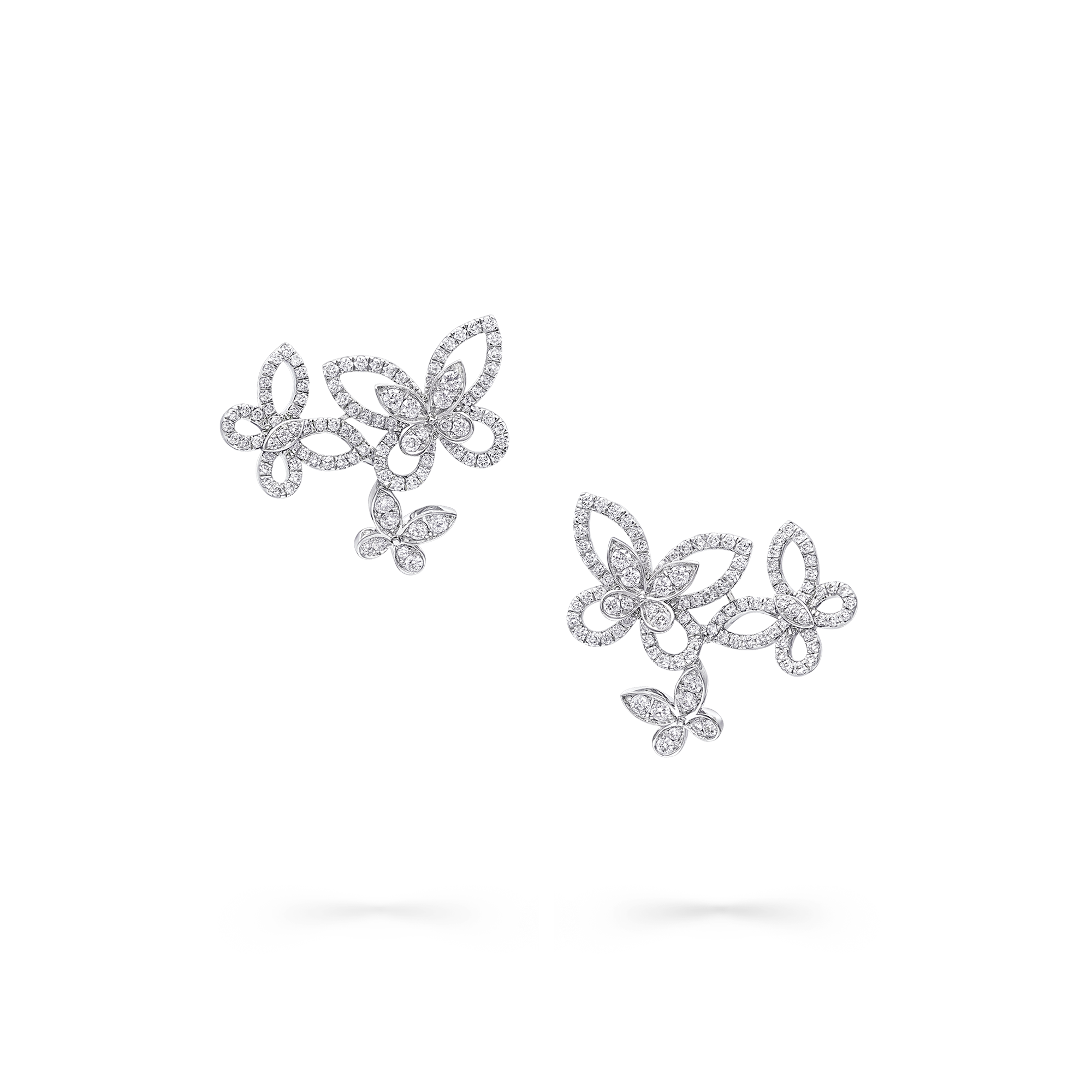 Triple Butterfly Silhouette Diamond Earrings