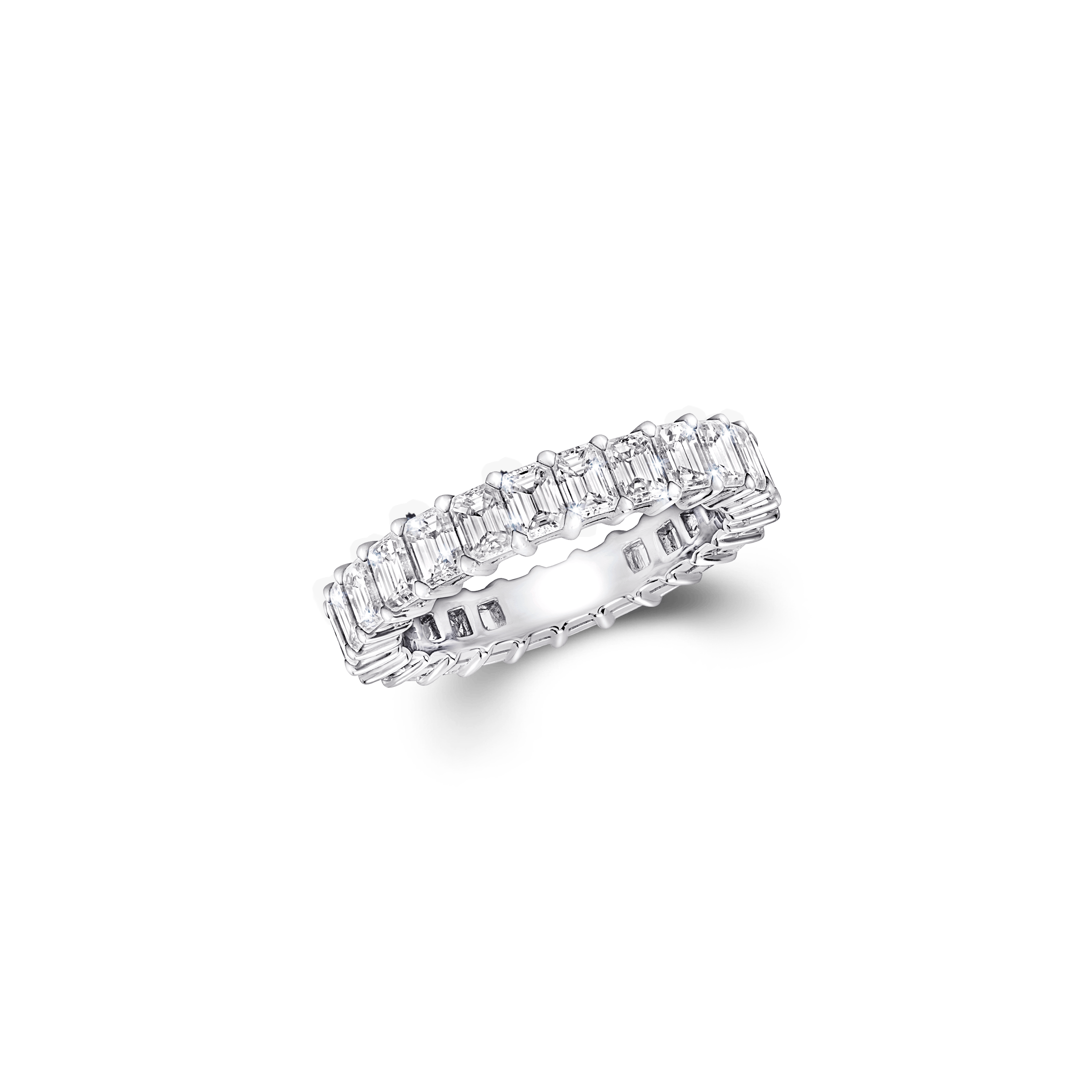 Claw Set Emerald Cut Diamond Eternity Ring