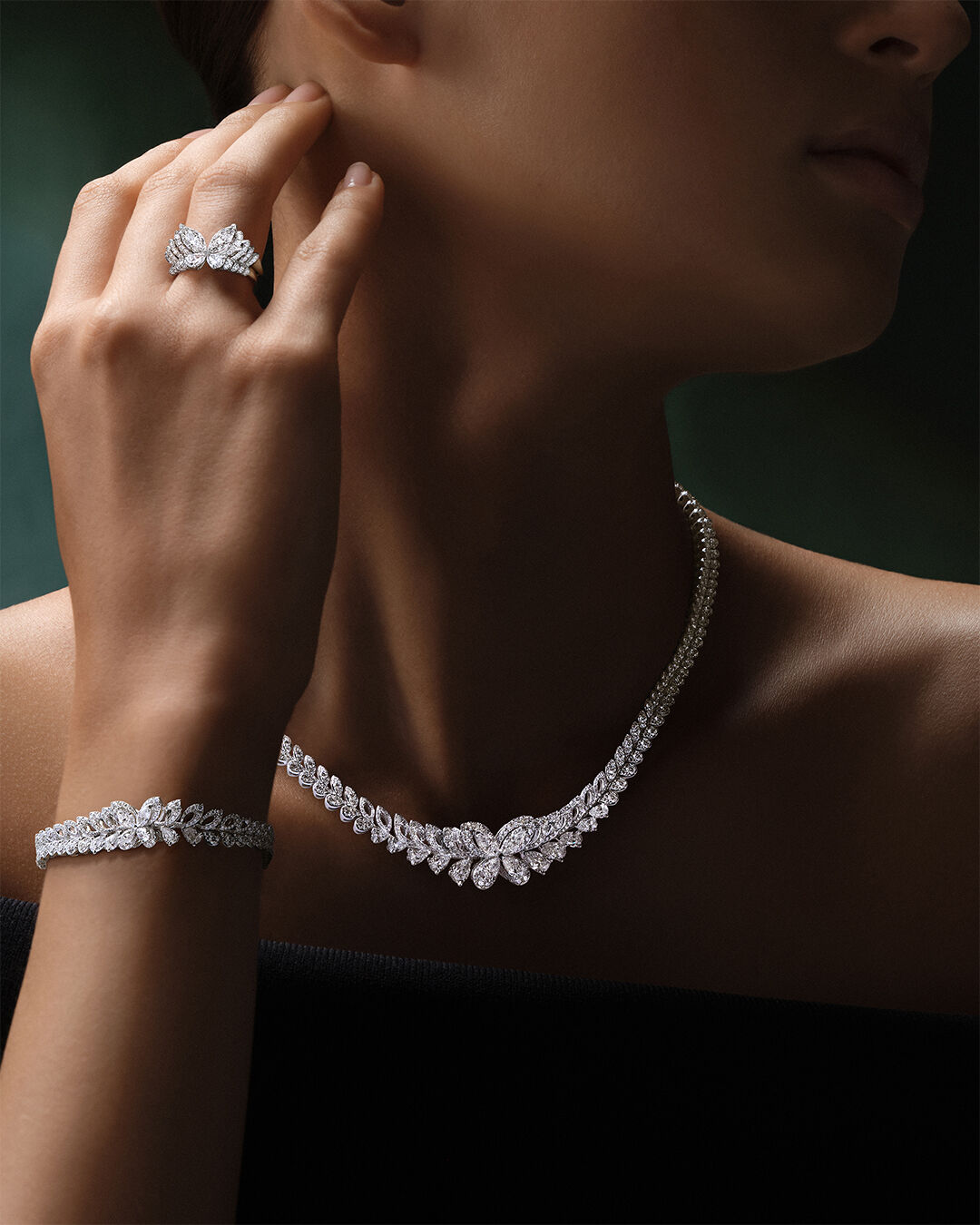 Image shows Graff Butterfly diamond necklace