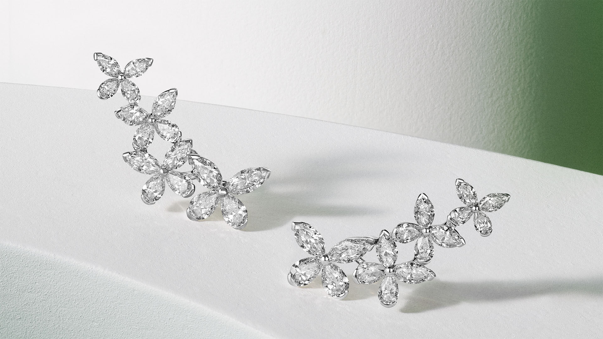 Image shows Graff Butterfly Ear Climber Diamond Earrings