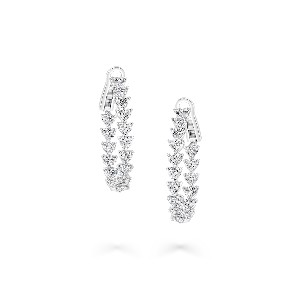 Heart Shape Diamond Hoop Earrings