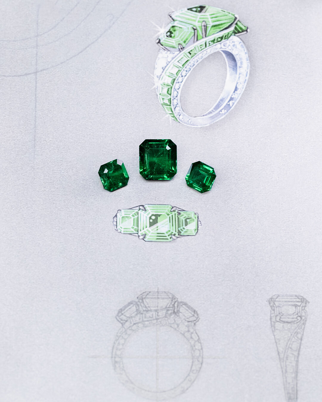 Image of Graff Emerald and White Diamond Solitaire ring 
