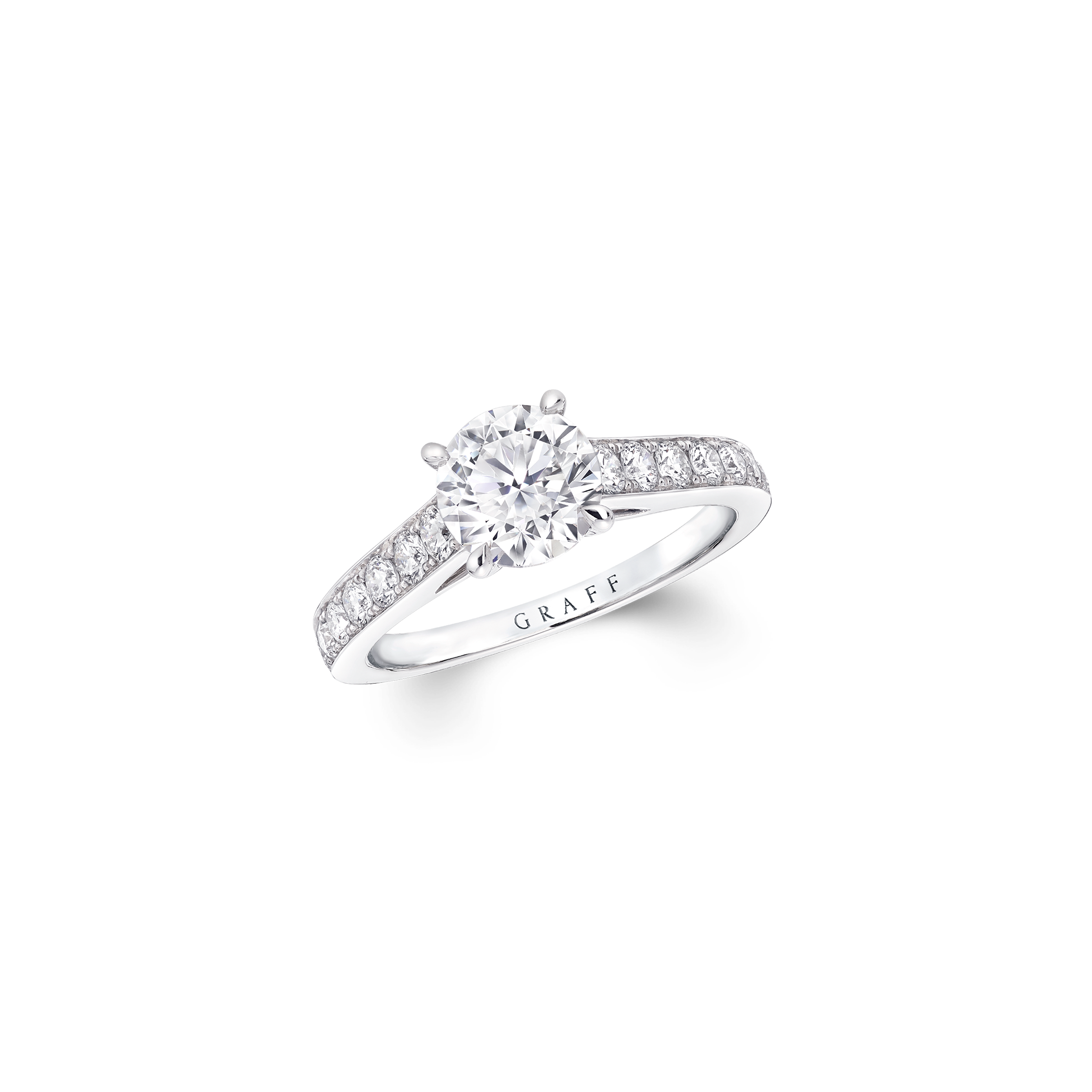 Flame Round Diamond Engagement Ring