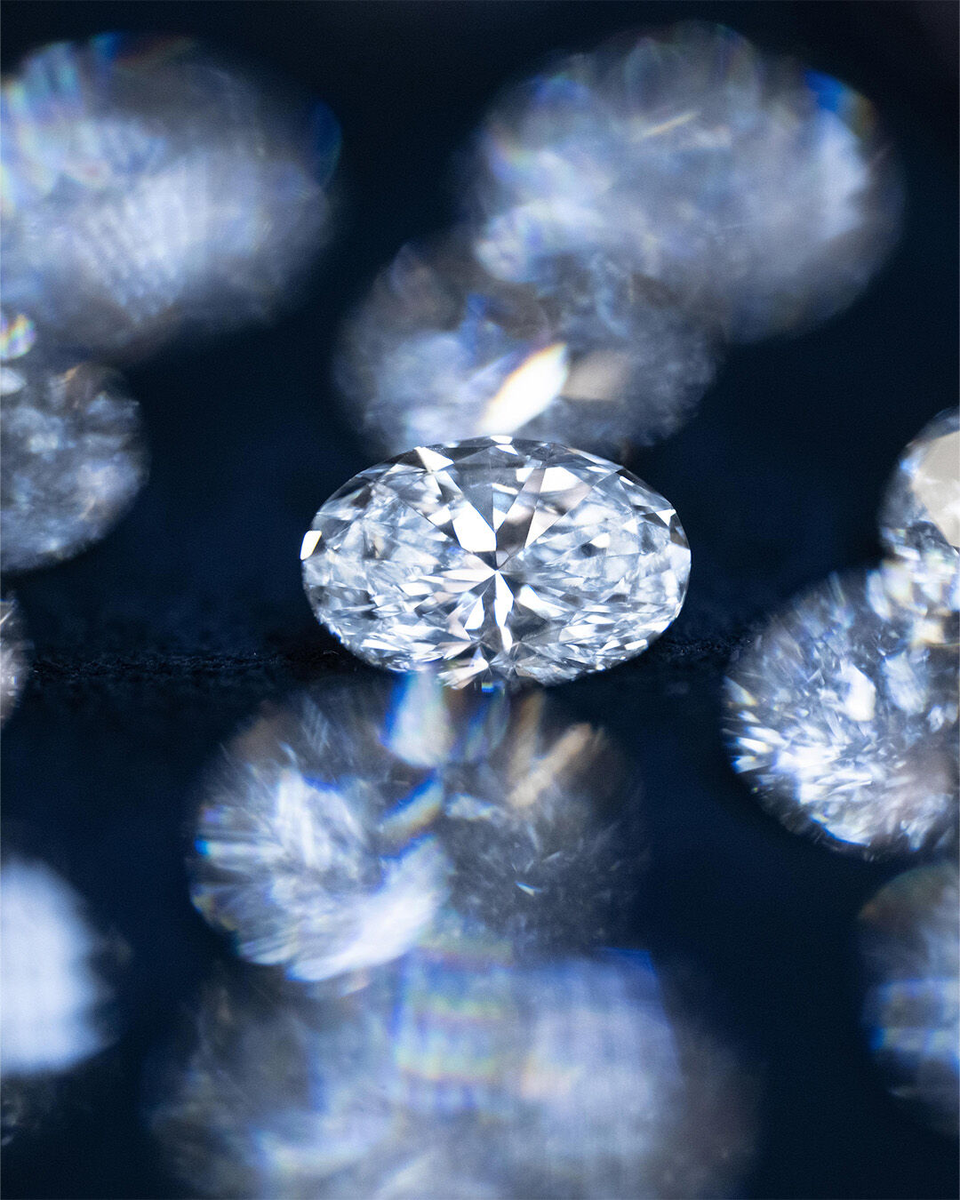 Image shows loose oval cut white diamond before being set into Graff High Jewellery bangle