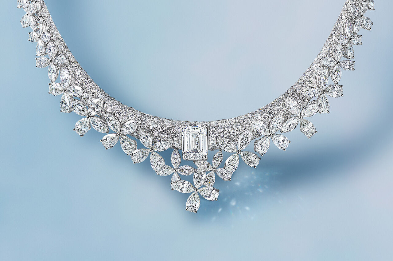 Image shows Graff Butterfly White Diamond High Jewellery necklace