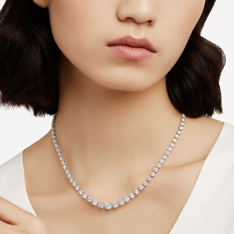 Round Diamond Graduated Necklace, , hi-res