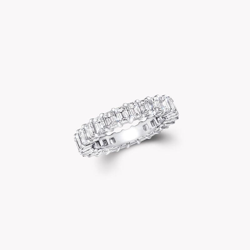 Claw Set Emerald Cut Diamond Eternity Ring, , hi-res