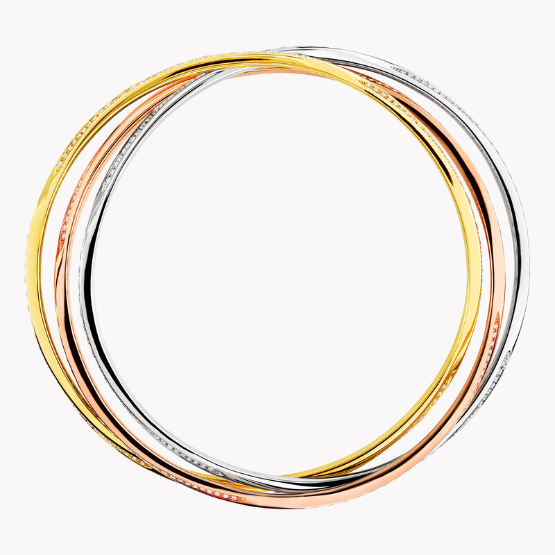 Triple Spiral Pavé Diamond Bangle, , hi-res