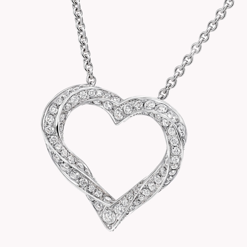 Spiral Heart Silhouette Pavé Diamond Pendant, , hi-res