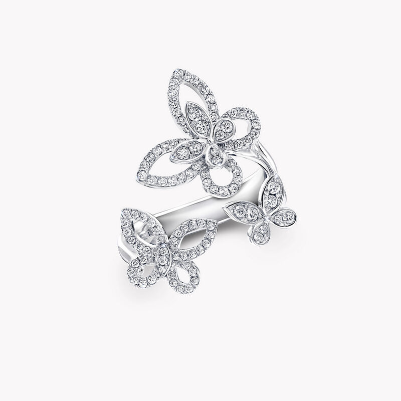 Triple Butterfly Silhouette Diamond Ring, , hi-res