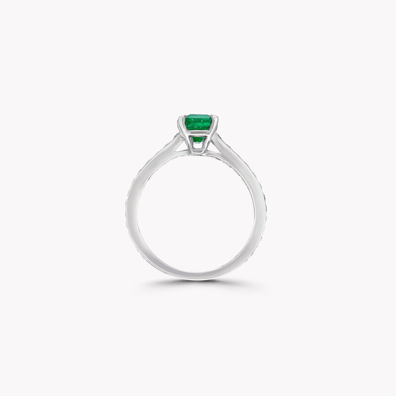 Flame Emerald Cut Emerald and Diamond Engagement Ring, , hi-res