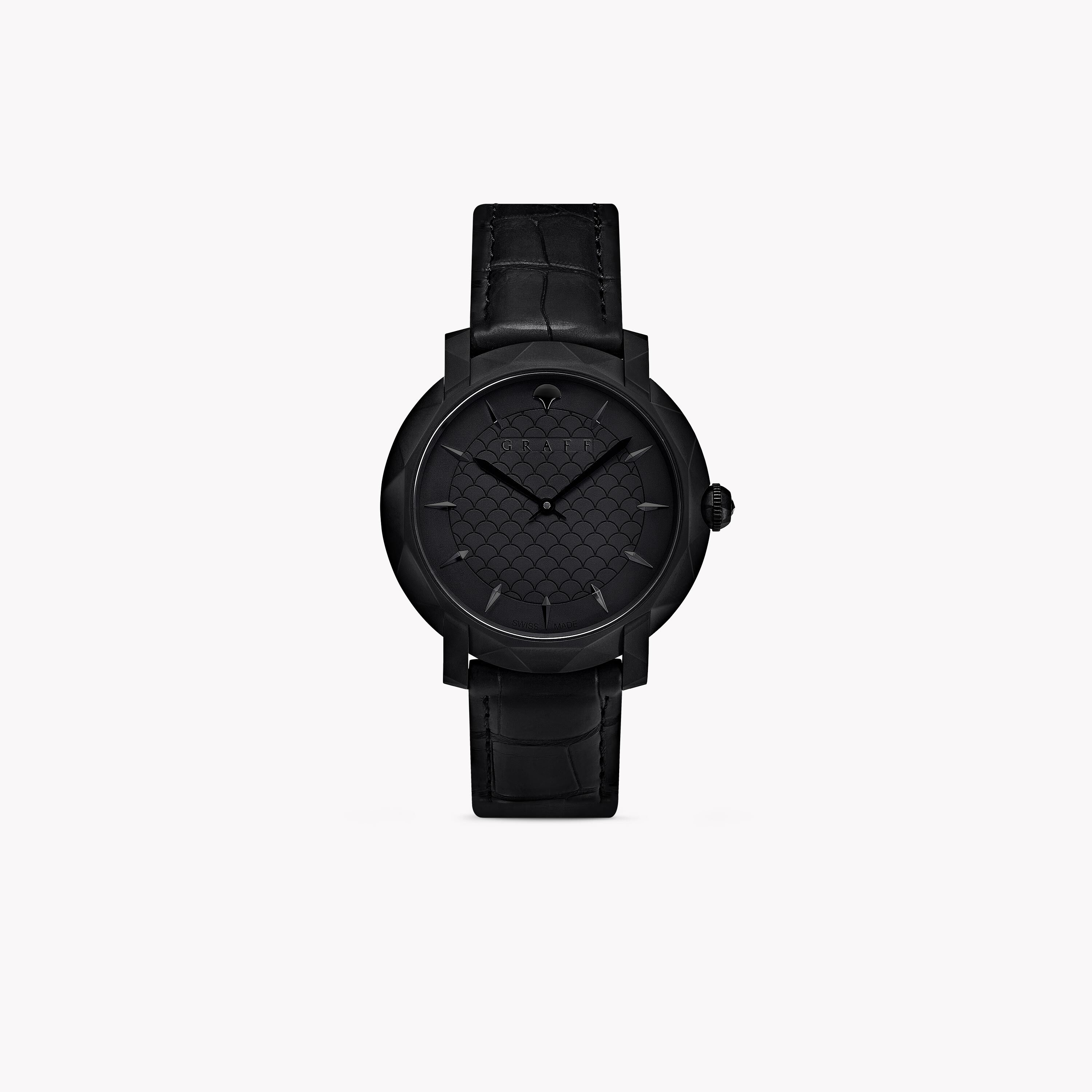 Eclipse 43mm Watch | black dial, titanium DLC | Graff
