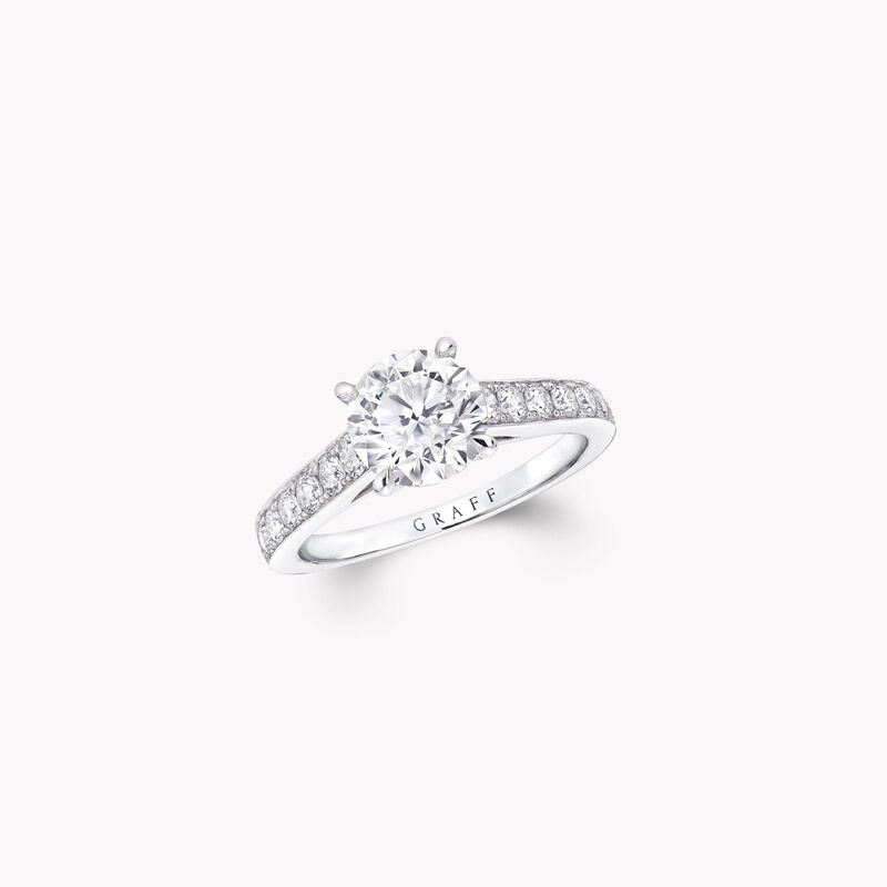 Flame Round Diamond Engagement Ring, , hi-res