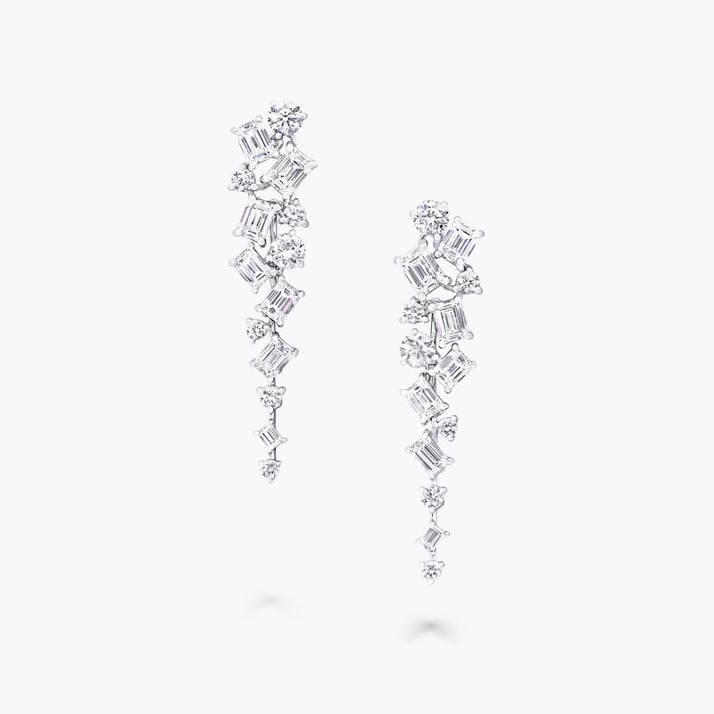 Tapered Multi Shape Diamond Earrings