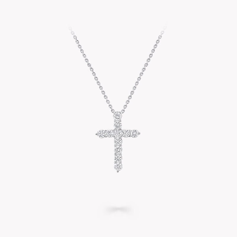 Round Diamond Cross Medium Pendant, , hi-res