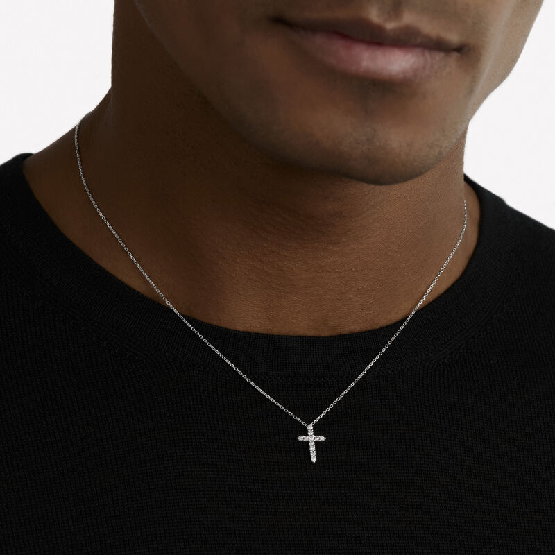 Round Diamond Cross Petite Pendant, , hi-res