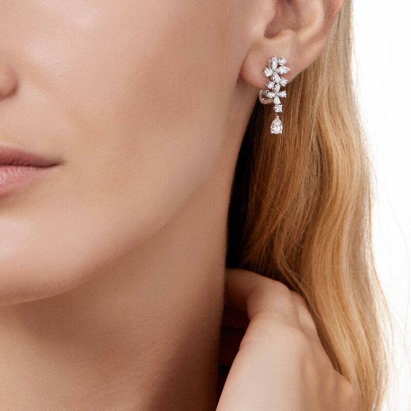 Classic Butterfly Diamond Drop Earrings, , hi-res