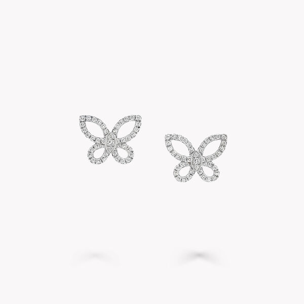 Mini Butterfly Silhouette Diamond Earrings, , hi-res