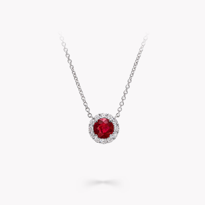 Icon Round Ruby and Diamond Pendant, , hi-res