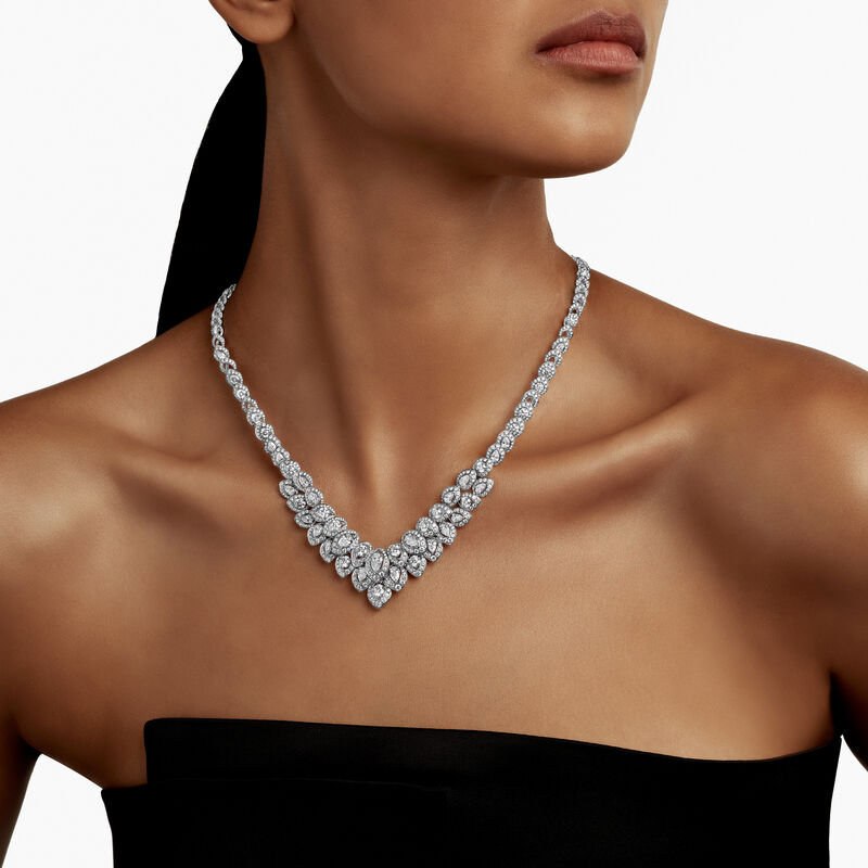 Peony Diamond V Shape Necklace